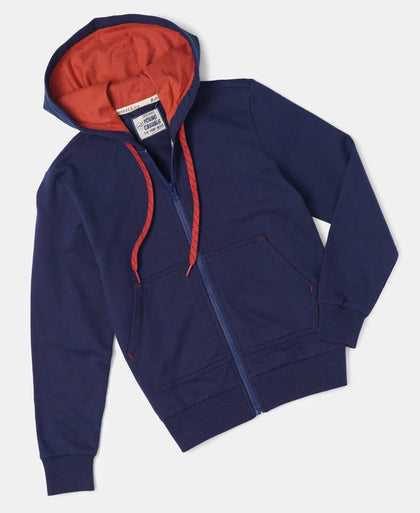 Super Combed Cotton French Terry Graphic Printed Hoodie Jacket - Dark Indigo Den-5