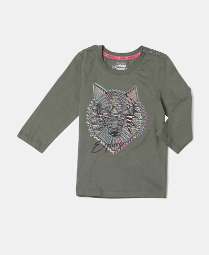 Super Combed Cotton Graphic Printed Three Quarter Sleeve T-Shirt - Beetle Spot Print-5