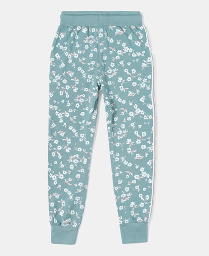 Super Combed Cotton French Terry Printed Slim Fit Joggers - Mineral Blue Printed-4