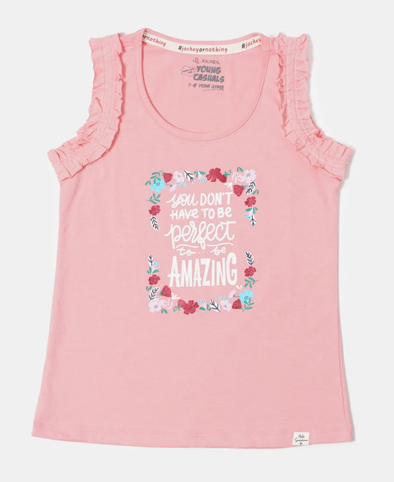 Super Combed Cotton Graphic Printed Tank Top - Flamingo Pink-1