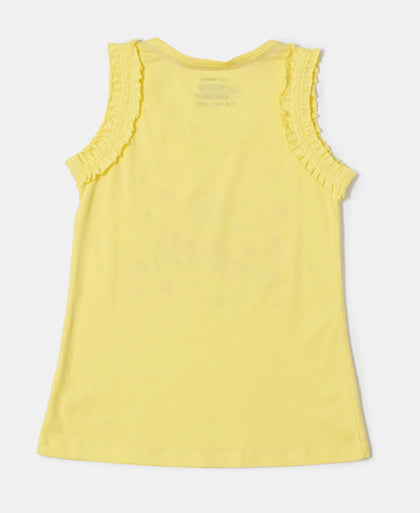 Super Combed Cotton Graphic Printed Tank Top - Yellow Cream-2