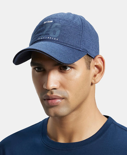 Microfiber Blend Solid Cap with Adjustable Back Closure - Navy Melange-4