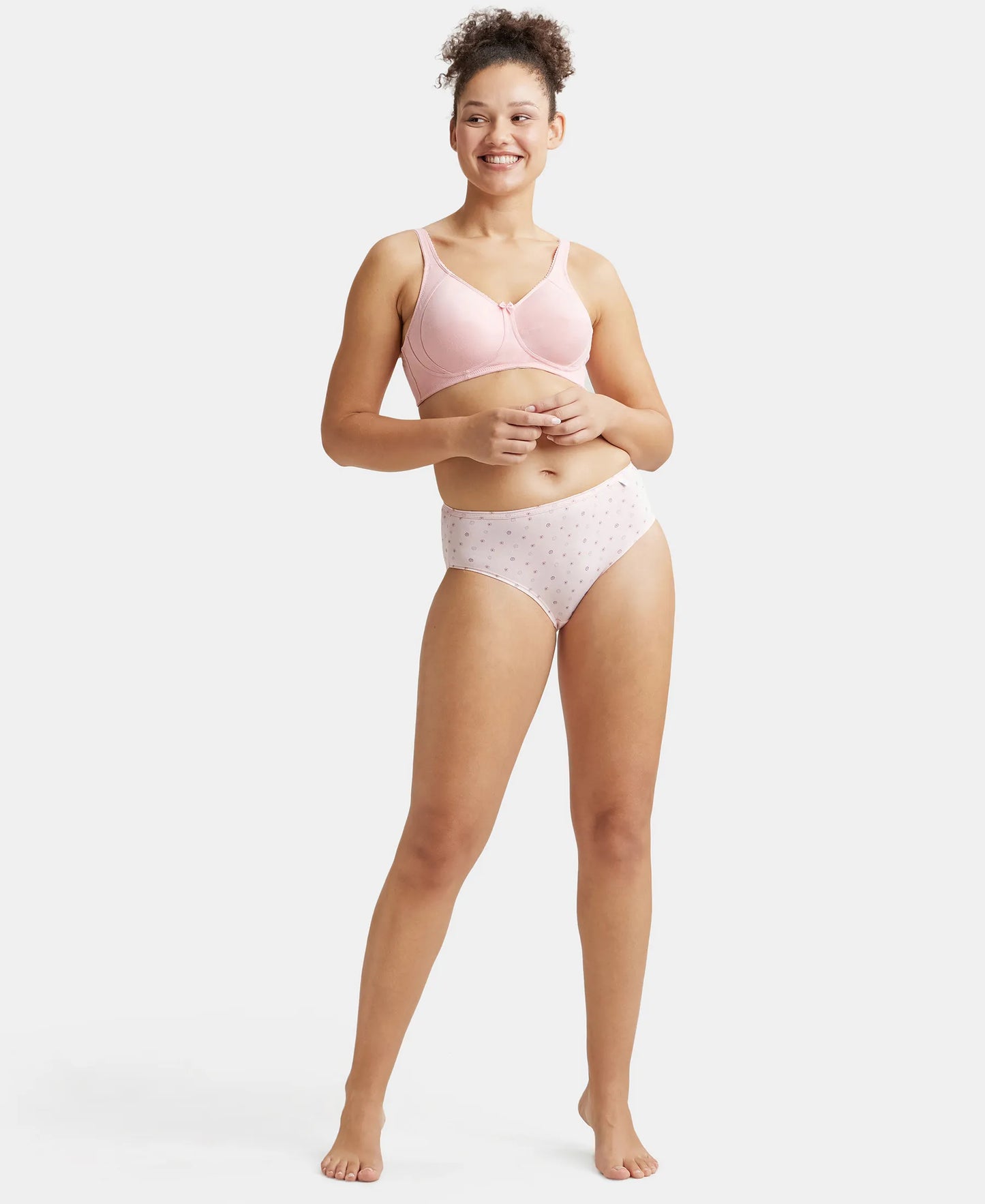 Wirefree Non Padded Super Combed Cotton Elastane Full Coverage Plus Size Bra with Side Panel Support - Candy Pink-4