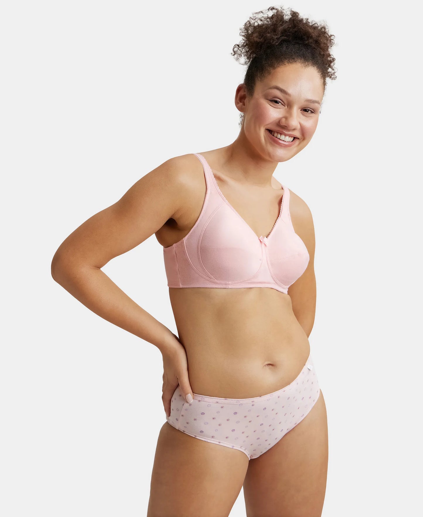Wirefree Non Padded Super Combed Cotton Elastane Full Coverage Plus Size Bra with Side Panel Support - Candy Pink-6