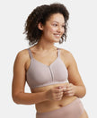 Wirefree Non Padded Super Combed Cotton Elastane Full Coverage Minimizer Bra - Mocha-1