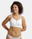 Wirefree Non Padded Super Combed Cotton Elastane Full Coverage Minimizer Bra - White-1