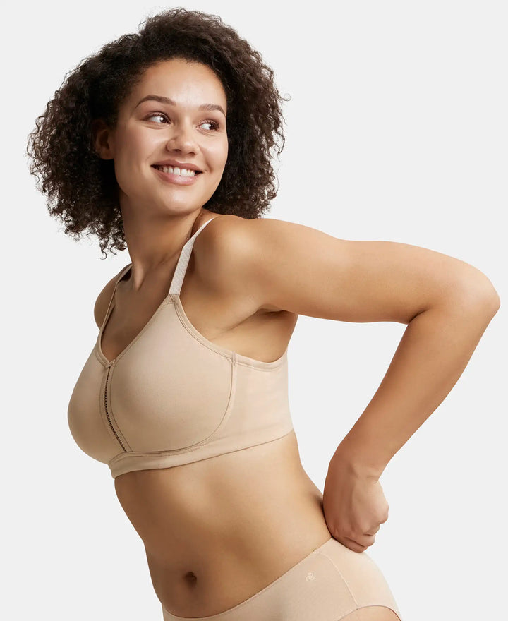 Wirefree Non Padded Super Combed Cotton Elastane Full Coverage Minimizer Bra - Light Skin-5