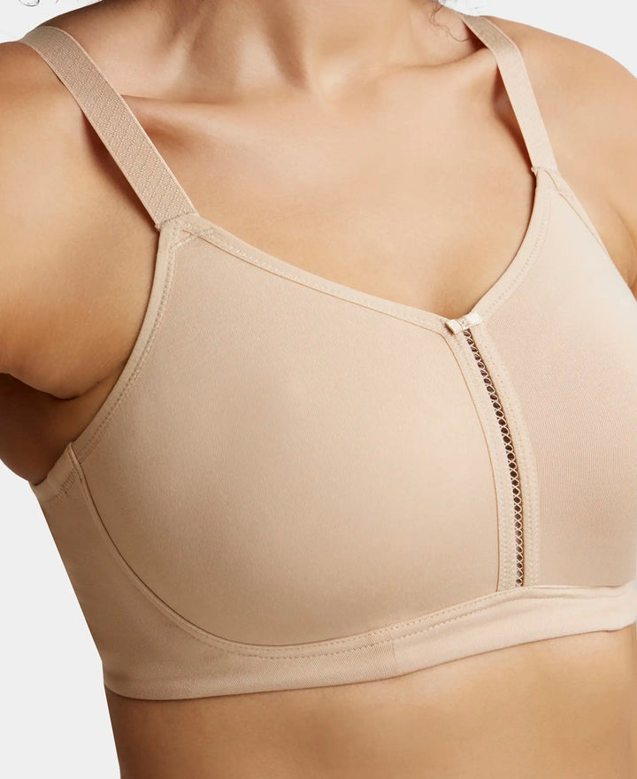Wirefree Non Padded Super Combed Cotton Elastane Full Coverage Minimizer Bra - Light Skin-6