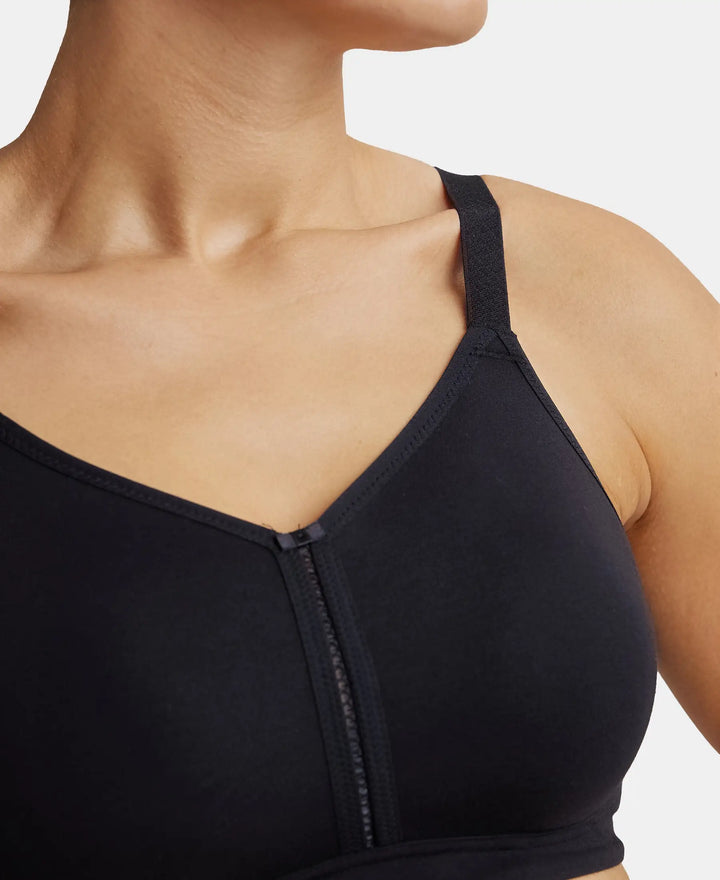 Wirefree Non Padded Super Combed Cotton Elastane Full Coverage Plus Size Bra Plush Lining Cup - Mocha-6