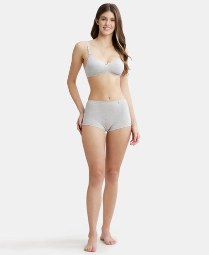 Wirefree Padded Super Combed Cotton Elastane Medium Coverage T-Shirt Bra with Detachable Straps - Steel Grey Melange-4