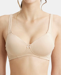 Wirefree Padded Super Combed Cotton Elastane Full Coverage T-Shirt Bra with Broad Fabric Straps - Light Skin-7