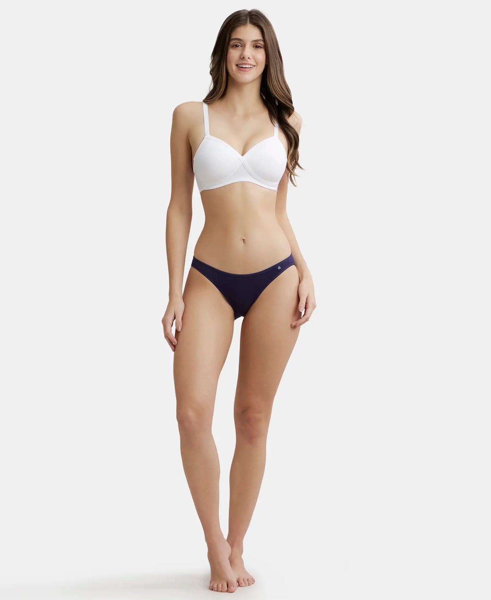 Wirefree Padded Super Combed Cotton Elastane Full Coverage T-Shirt Bra with Cross Over Fit - White-4