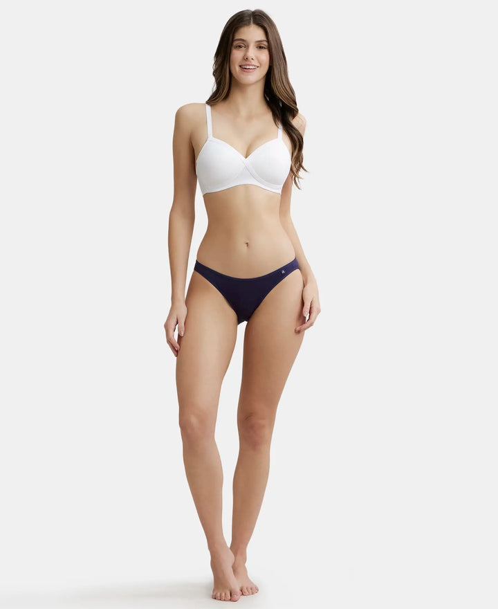 Wirefree Padded Super Combed Cotton Elastane Full Coverage T-Shirt Bra with Cross Over Fit - White-4