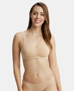 Wirefree Non Padded Super Combed Cotton Elastane Full Coverage Everyday Bra with Concealed Shaper Panel - Skin-1