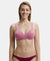 Wirefree Padded Super Combed Cotton Elastane Full Coverage Lounge Bra with Broad Cushioned Fabric Strap - Heather Rose-1
