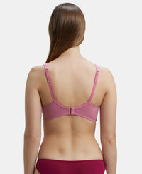 Wirefree Padded Super Combed Cotton Elastane Full Coverage Lounge Bra with Broad Cushioned Fabric Strap - Heather Rose-3