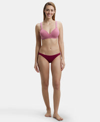 Wirefree Padded Super Combed Cotton Elastane Full Coverage Lounge Bra with Broad Cushioned Fabric Strap - Heather Rose-4