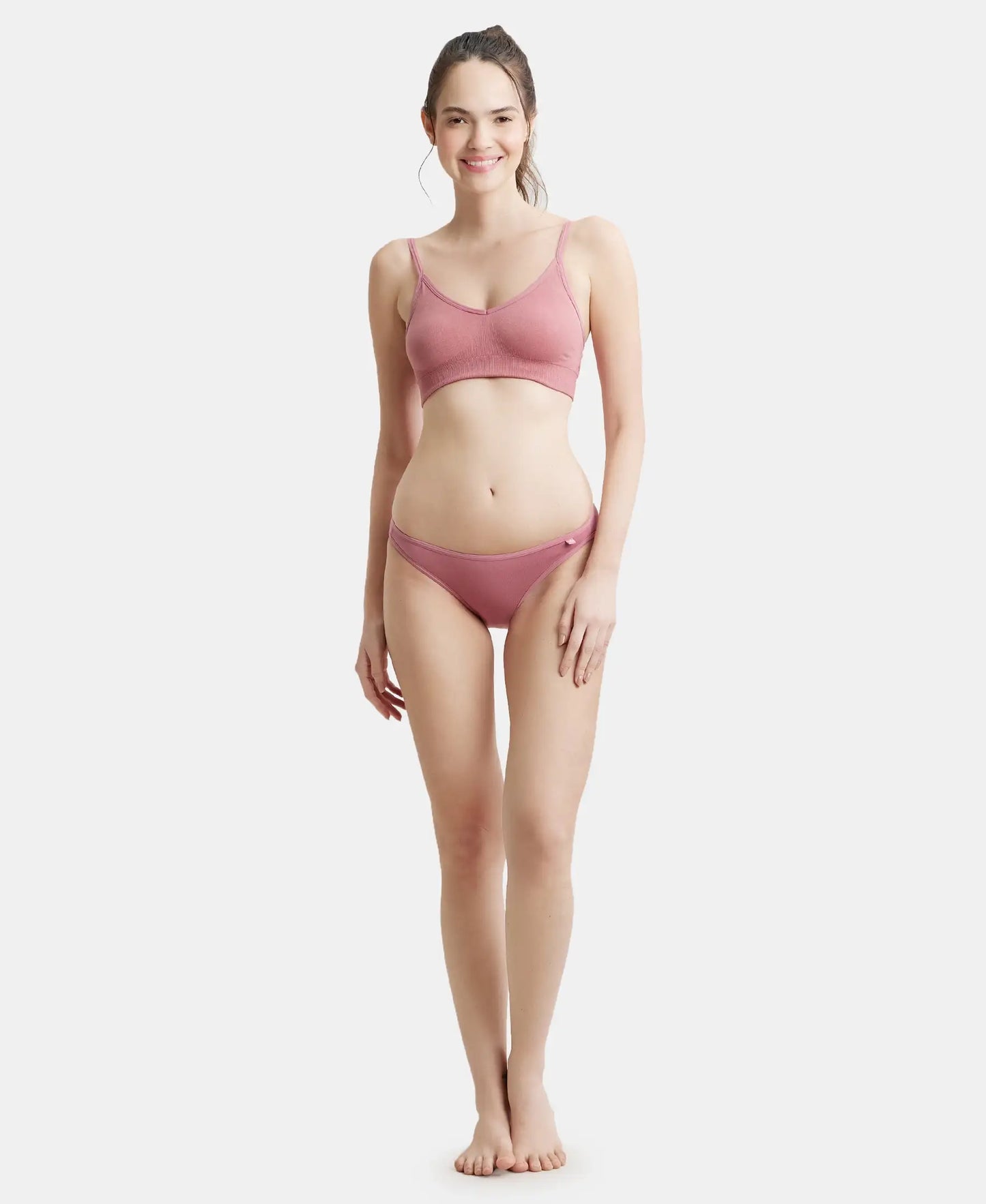 Wirefree Seamfree Non Padded Micro Touch Nylon Elastane Full Coverage Bra with Optional Cross Back Styling - Heather Rose-4