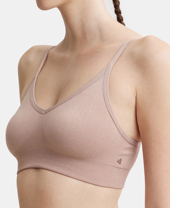 Wirefree Seamfree Non Padded Micro Touch Nylon Elastane Full Coverage Bra with Optional Cross Back Styling - Mocha-6
