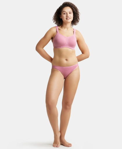 Wirefree Padded Super Combed Cotton Elastane Full Coverage Plus Size Bra with Broad Cushioned Fabric Strap - Heather Rose-4