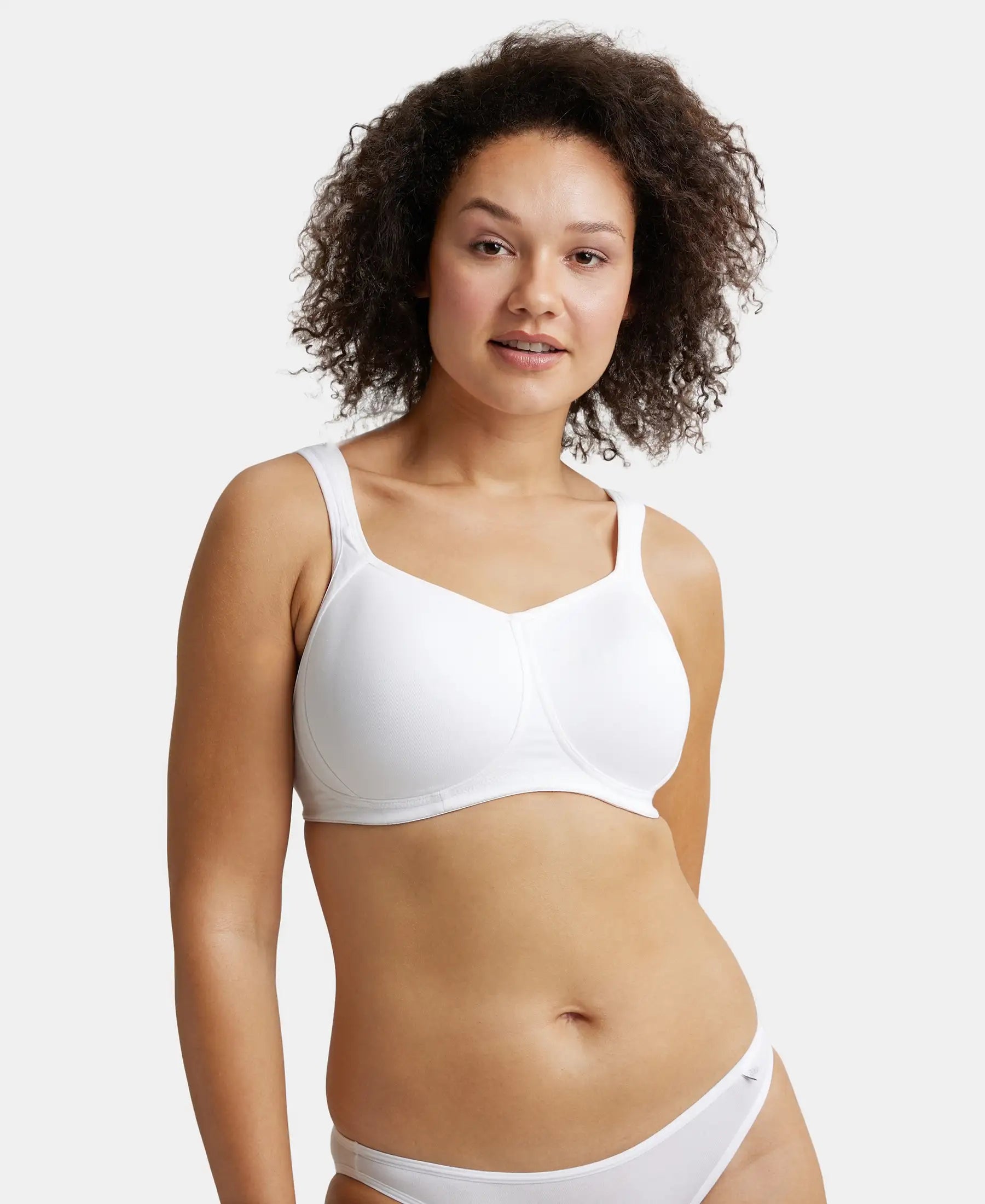 Buy Women's Wirefree Non Padded Super Combed Cotton Elastane Stretch Full  Coverage Everyday Bra with Concealed Shaper Panel and Broad Fabric Straps -  White Online at Best Prices in India - JioMart.