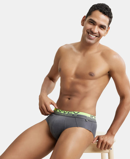 Super Combed Cotton Solid Brief with Ultrasoft Waistband - Asphalt-5