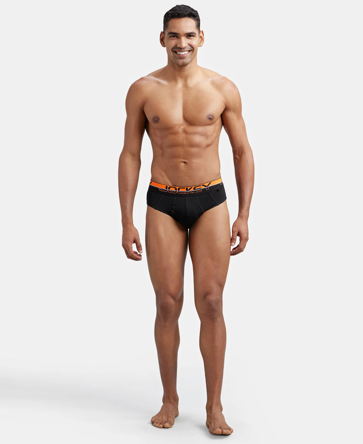 Super Combed Cotton Solid Brief with Ultrasoft Waistband - Black-4