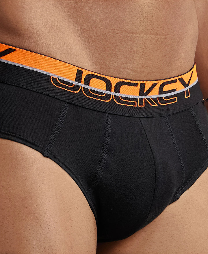 Super Combed Cotton Solid Brief with Ultrasoft Waistband - Black-7