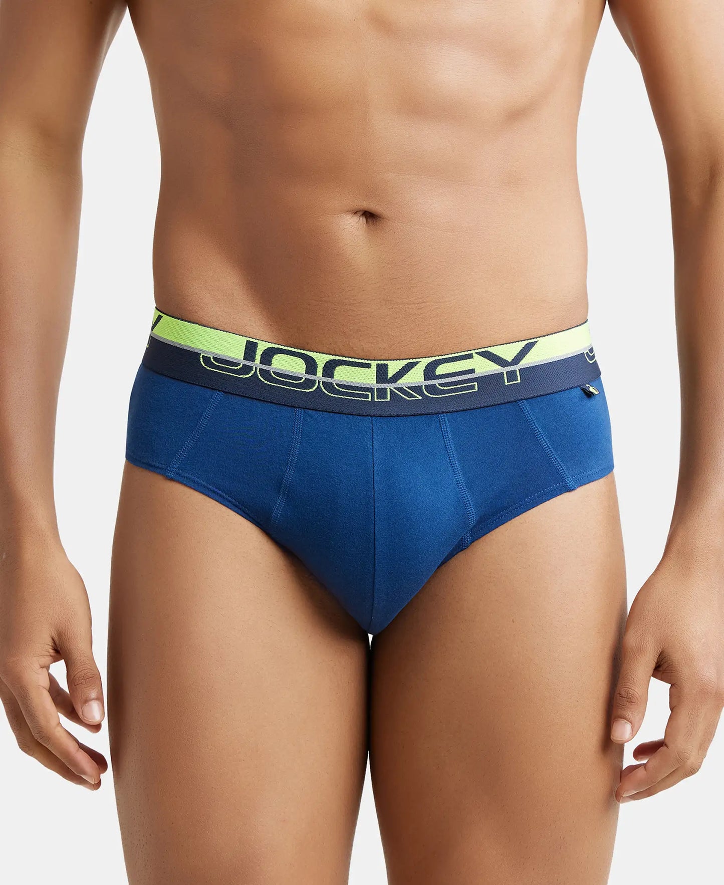 Super Combed Cotton Solid Brief with Ultrasoft Waistband - Estate Blue-2