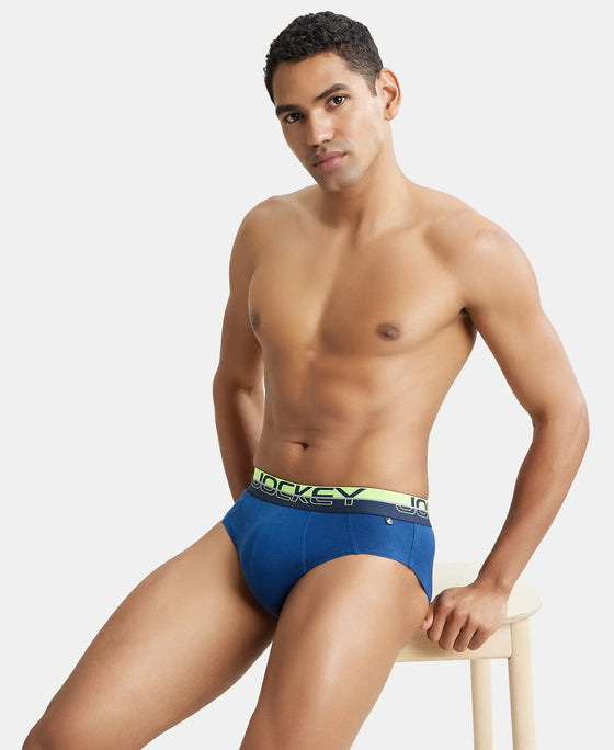 Super Combed Cotton Solid Brief with Ultrasoft Waistband - Estate Blue-6
