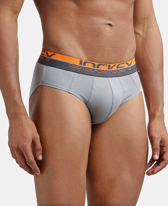 Super Combed Cotton Solid Brief with Ultrasoft Waistband - Monument-2