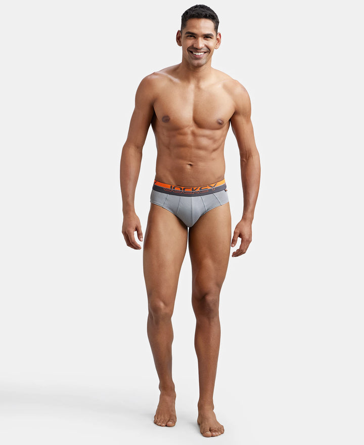 Super Combed Cotton Solid Brief with Ultrasoft Waistband - Monument-4