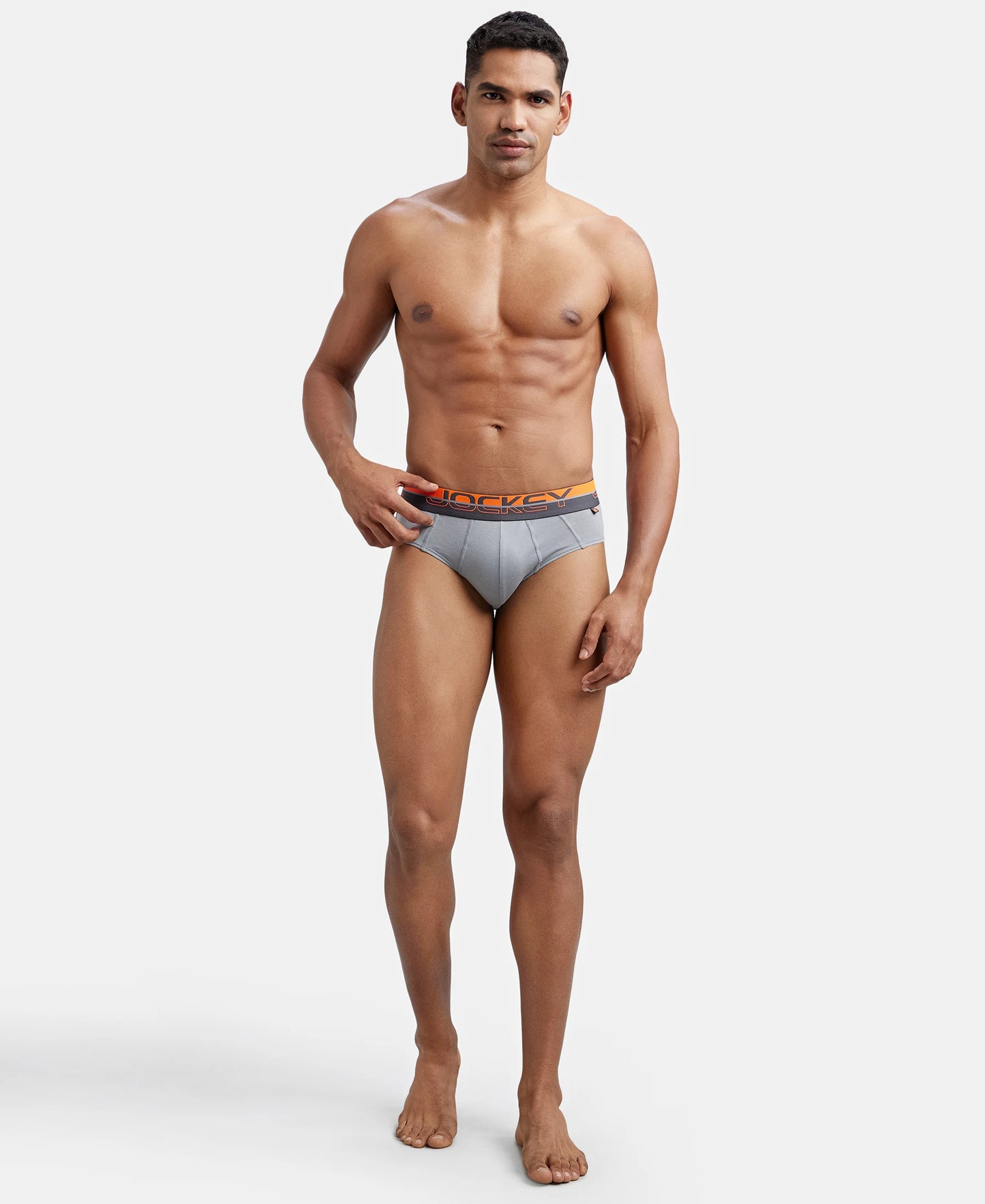 Super Combed Cotton Solid Brief with Ultrasoft Waistband - Monument-6