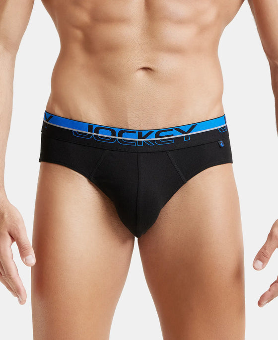 Super Combed Cotton Rib Solid Brief with Ultrasoft Waistband  - Black-2