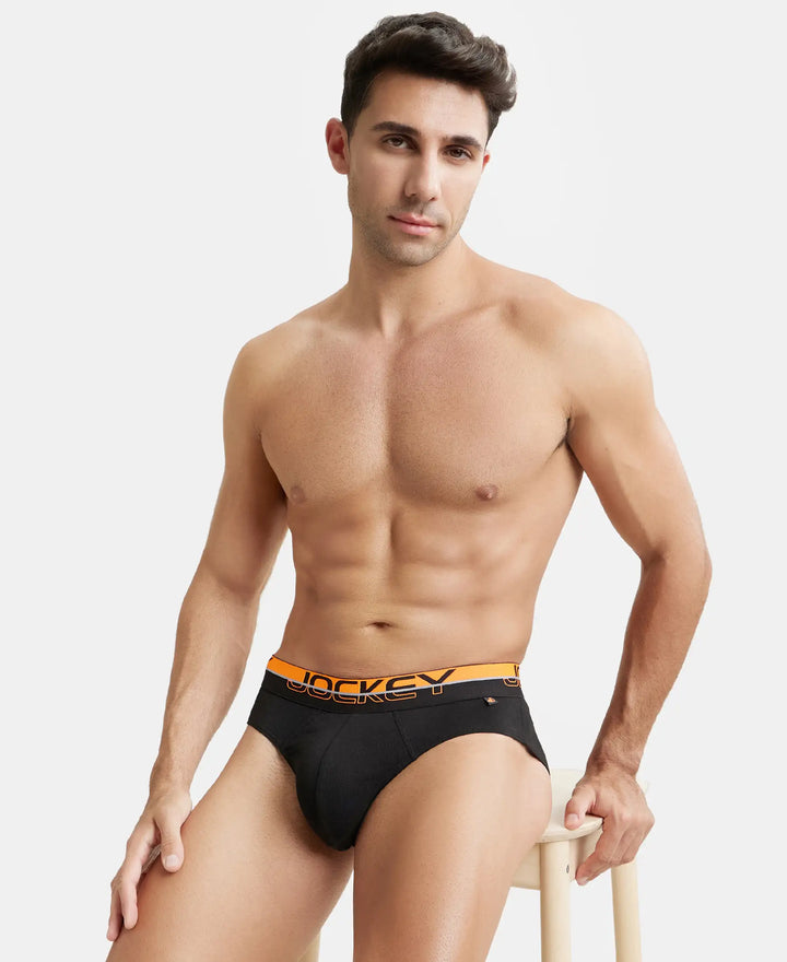 Super Combed Cotton Rib Solid Brief with Ultrasoft Waistband  - Black-11
