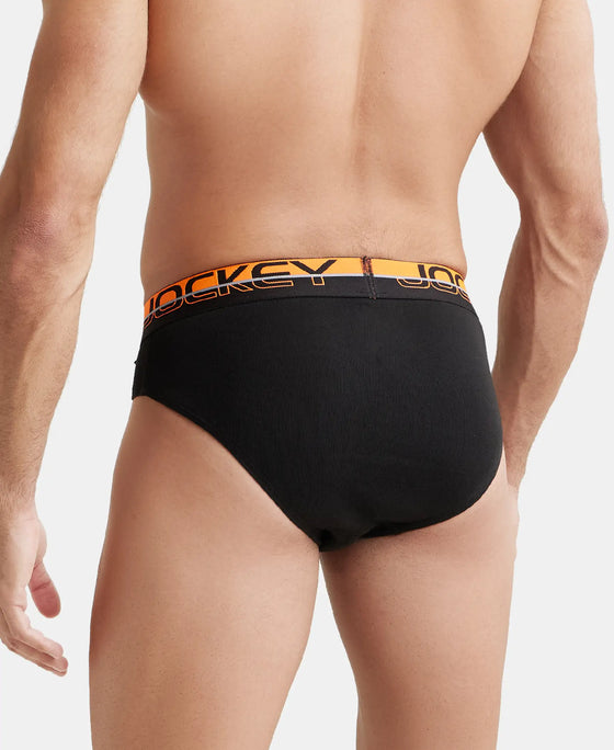 Super Combed Cotton Rib Solid Brief with Ultrasoft Waistband  - Black-7
