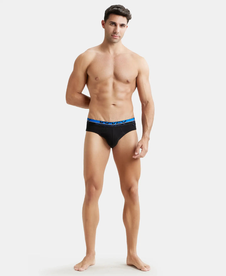 Super Combed Cotton Rib Solid Brief with Ultrasoft Waistband  - Black-8