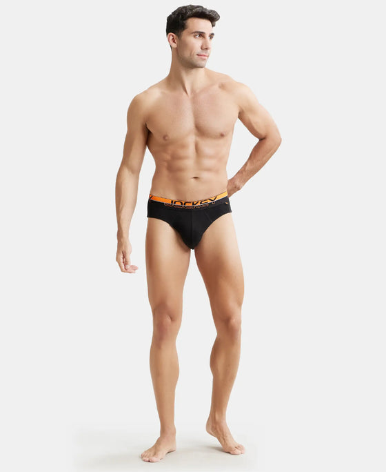 Super Combed Cotton Rib Solid Brief with Ultrasoft Waistband  - Black-9