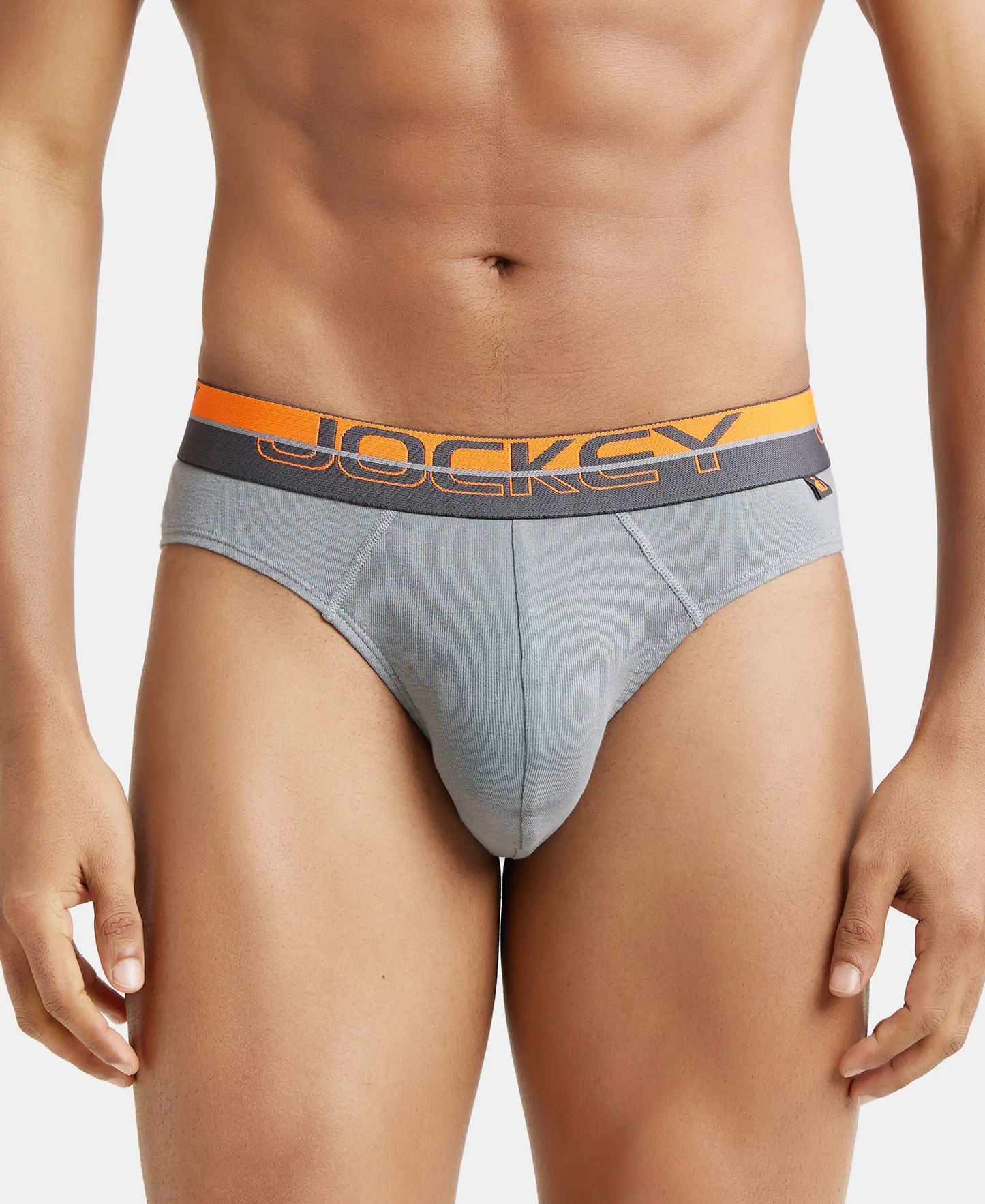 Super Combed Cotton Rib Solid Brief with Ultrasoft Waistband  - Monument-2