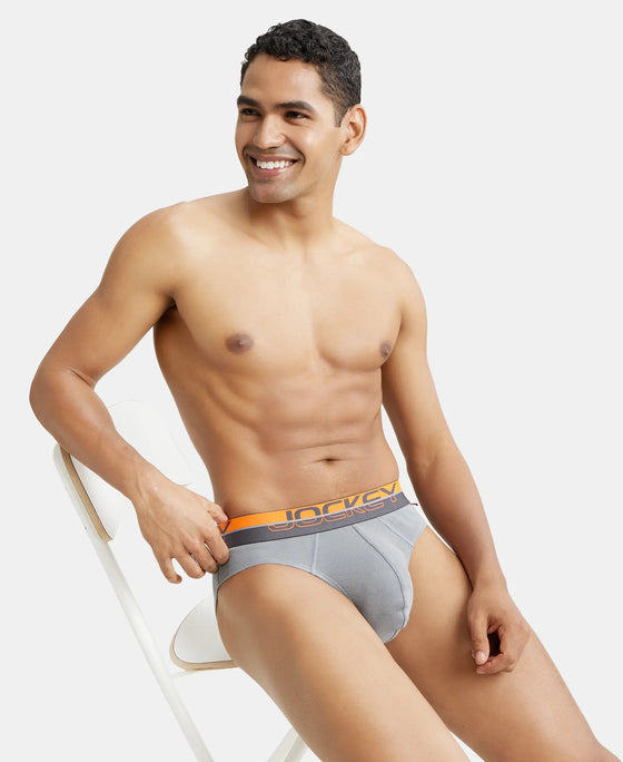 Super Combed Cotton Rib Solid Brief with Ultrasoft Waistband  - Monument-12