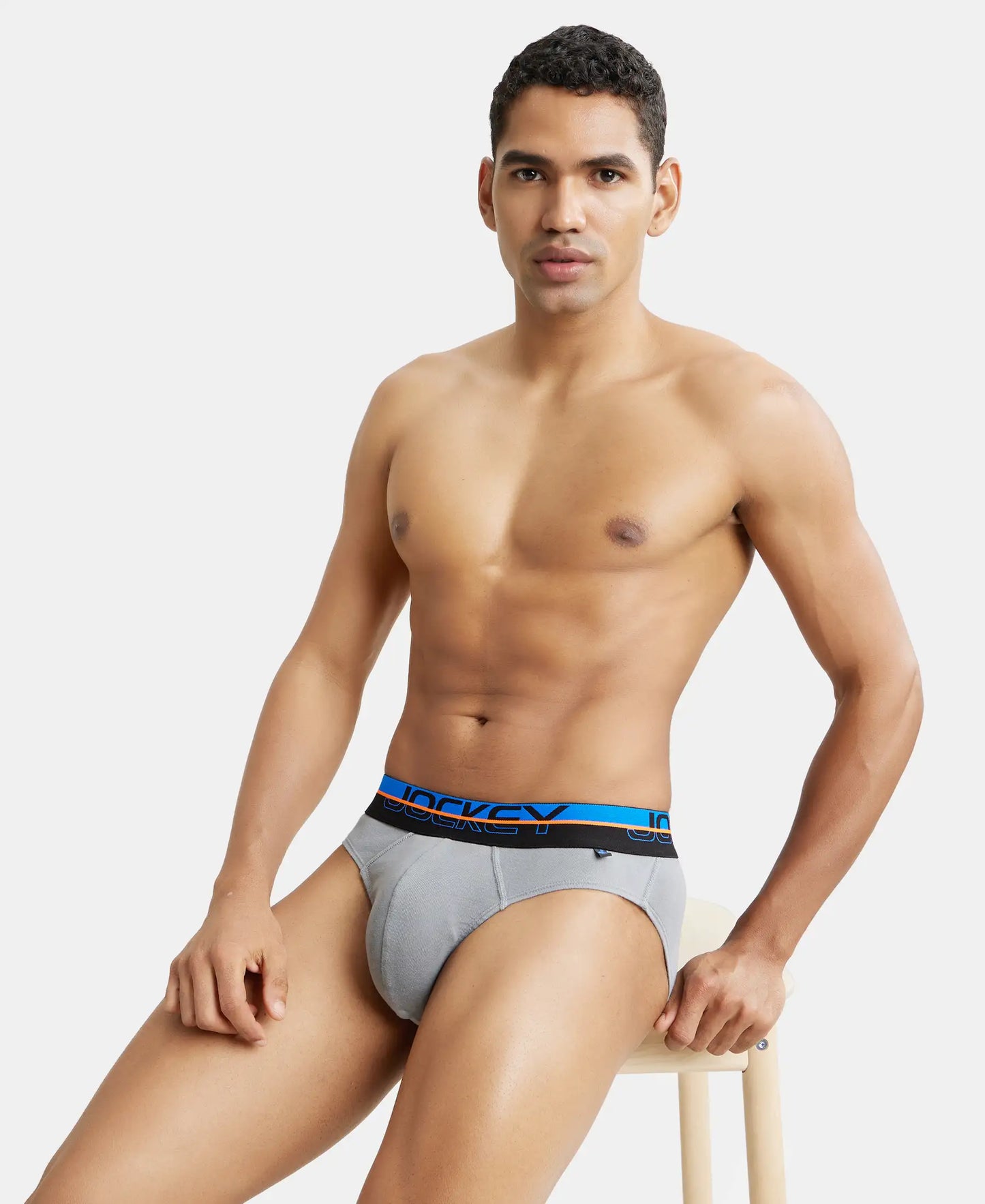 Super Combed Cotton Rib Solid Brief with Ultrasoft Waistband  - Monument-13