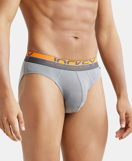 Super Combed Cotton Rib Solid Brief with Ultrasoft Waistband  - Monument-4