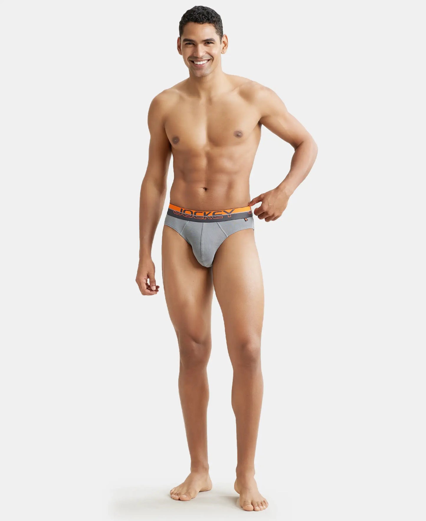 Super Combed Cotton Rib Solid Brief with Ultrasoft Waistband  - Monument-8