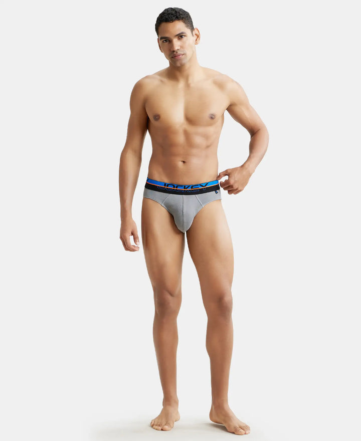 Super Combed Cotton Rib Solid Brief with Ultrasoft Waistband  - Monument-9