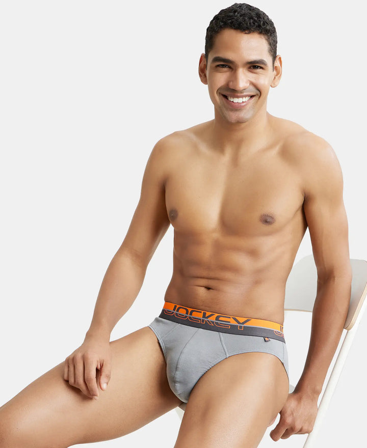 Super Combed Cotton Rib Solid Brief with Ultrasoft Waistband  - Monument-10