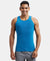 Super Combed Cotton Rib Round Neck Sleeveless Vest - Blue Saphire-1