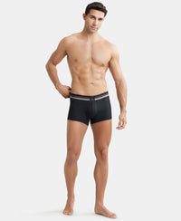 Microfiber Elastane Rib Solid Trunk with StayDry Treatment - Black-4