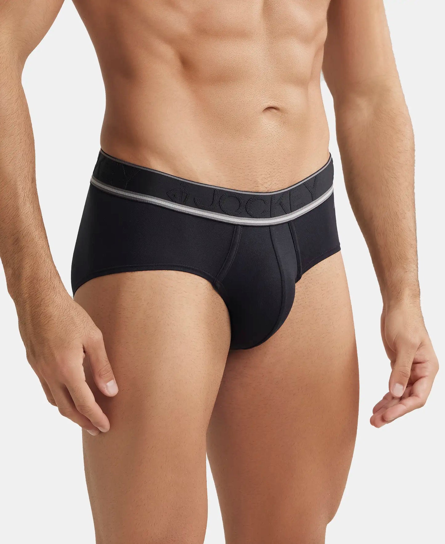 Bamboo Cotton Elastane Breathable Mesh Brief with StayDry Treatment - Mid Grey Melange-2