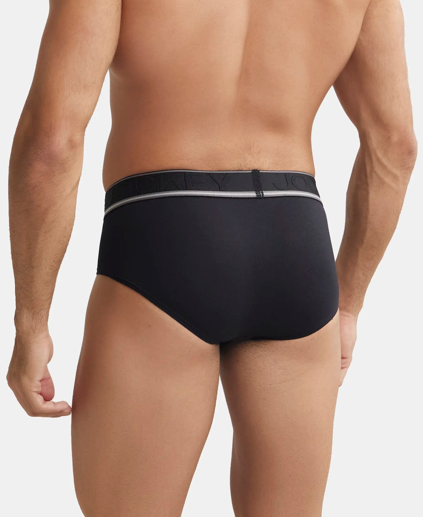 Bamboo Cotton Elastane Breathable Mesh Brief with StayDry Treatment - Mid Grey Melange-3