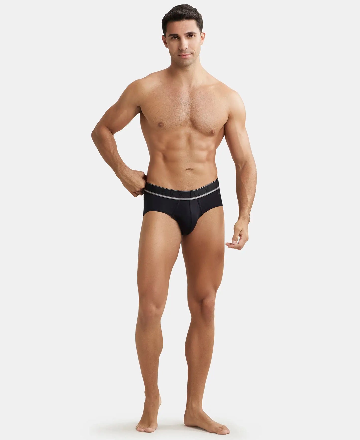 Bamboo Cotton Elastane Breathable Mesh Brief with StayDry Treatment - Mid Grey Melange-4